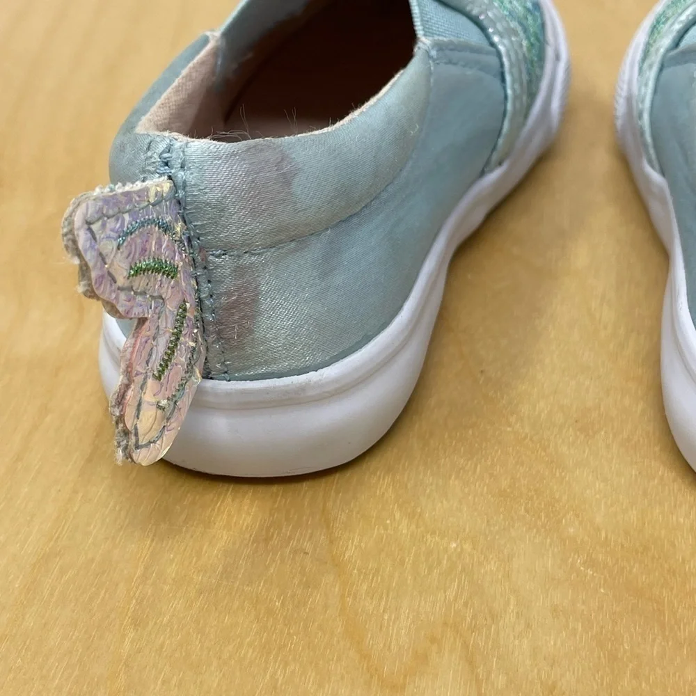 Cat & Jack Jozelle Twin Gore Shimmery Blue/Green Mermaid Slip On Sneakers Size 6
